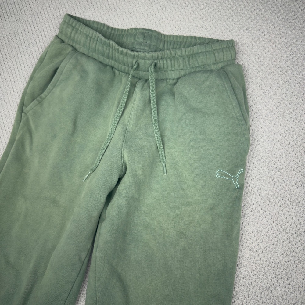 Puma Joggers Womens Small Teal Fleece Sweatpants Drawstring Cozy Relaxed Casual - Picture 3 of 9